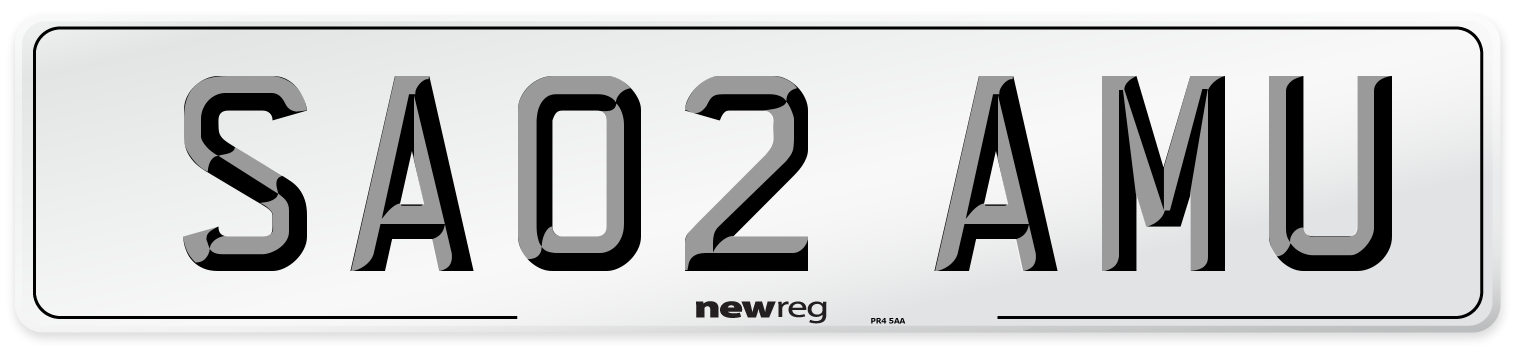 SA02 AMU Number Plate from New Reg